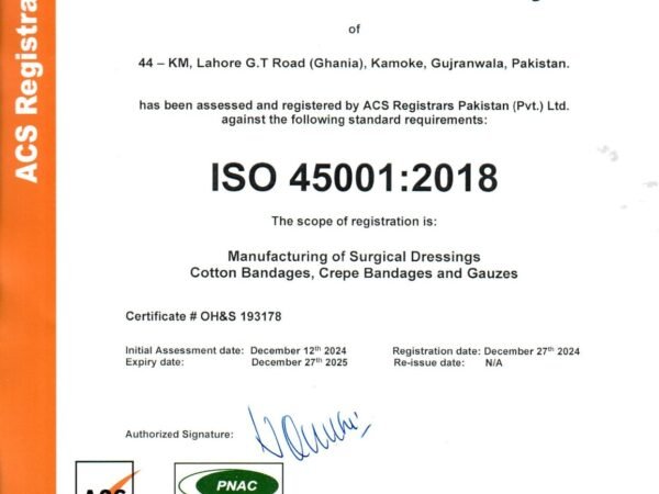 HAFIZ PHARMA INDUSTRY - ISO 45001-2018