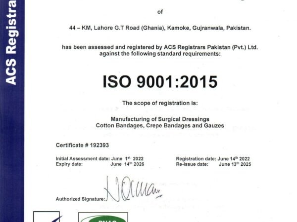 HAFIZ PHARMA INDUSTRY - ISO 90012015 - CERTIFICATE OF REGISTRATION